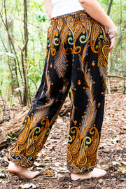 Orange Phoenix Feather Harem Pants