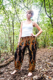 Orange Phoenix Feather Harem Pants