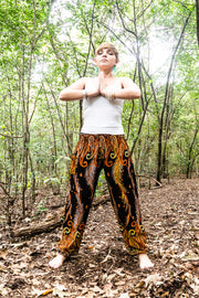 Orange Phoenix Feather Harem Pants