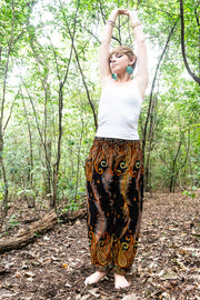 Orange Phoenix Feather Harem Pants