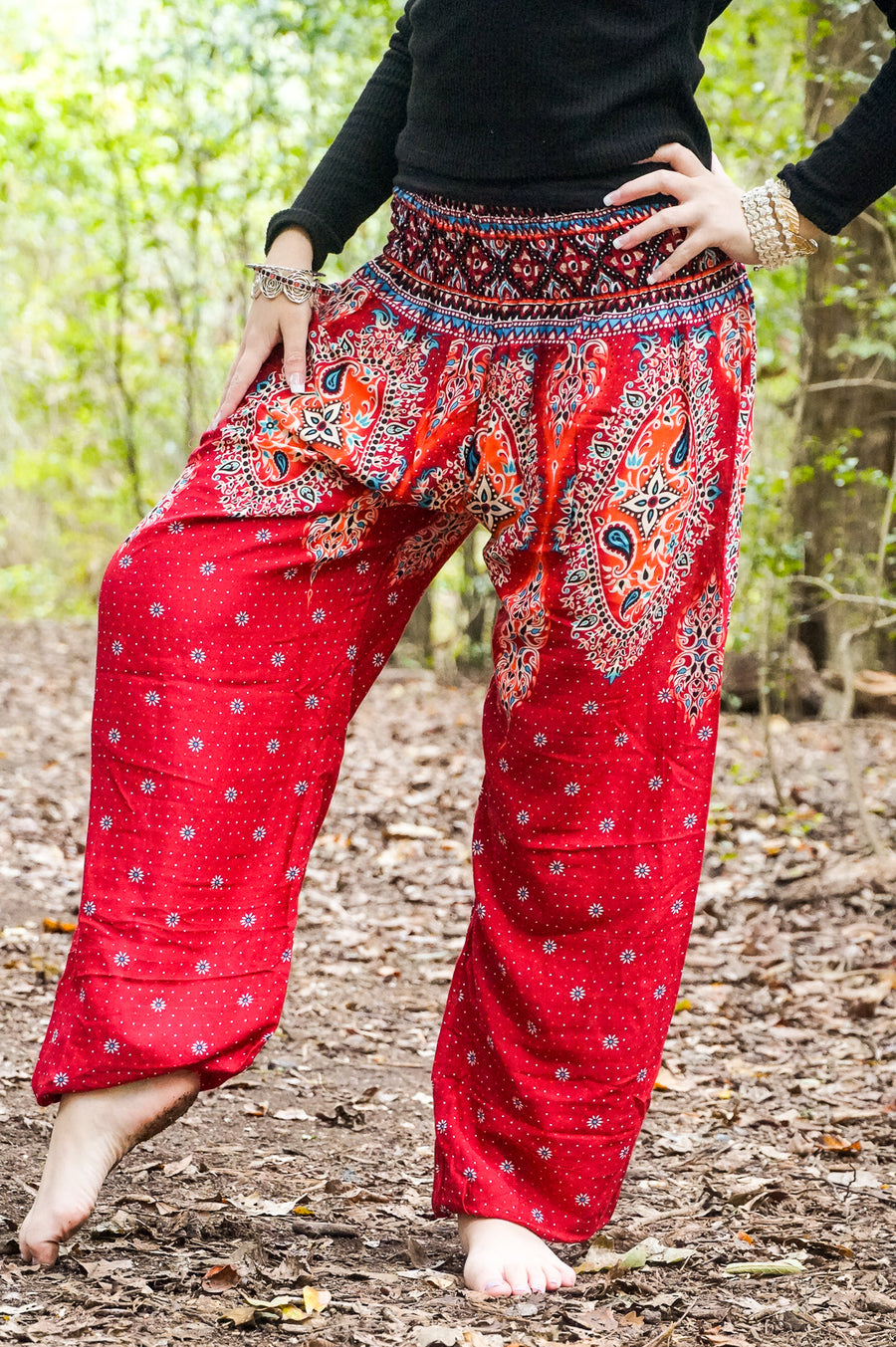 Rose Diamond Flower Harem Pants