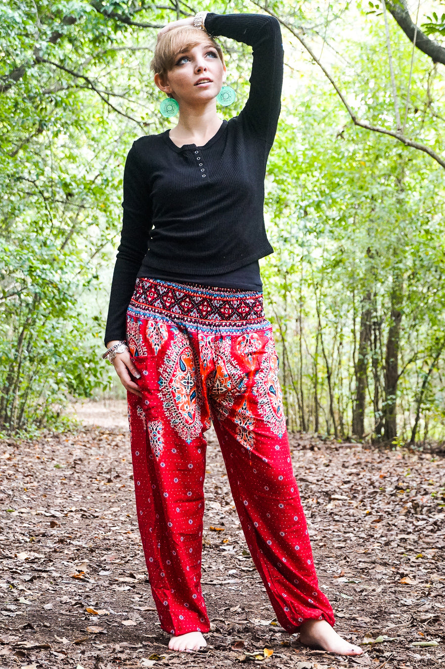 Rose Diamond Flower Harem Pants