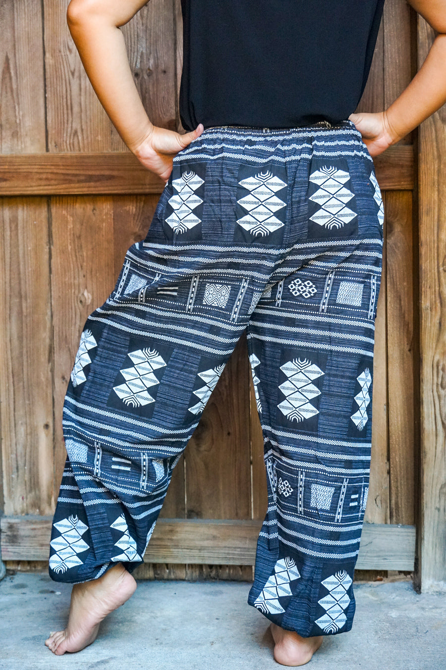 Black Tribal Cotton Pants