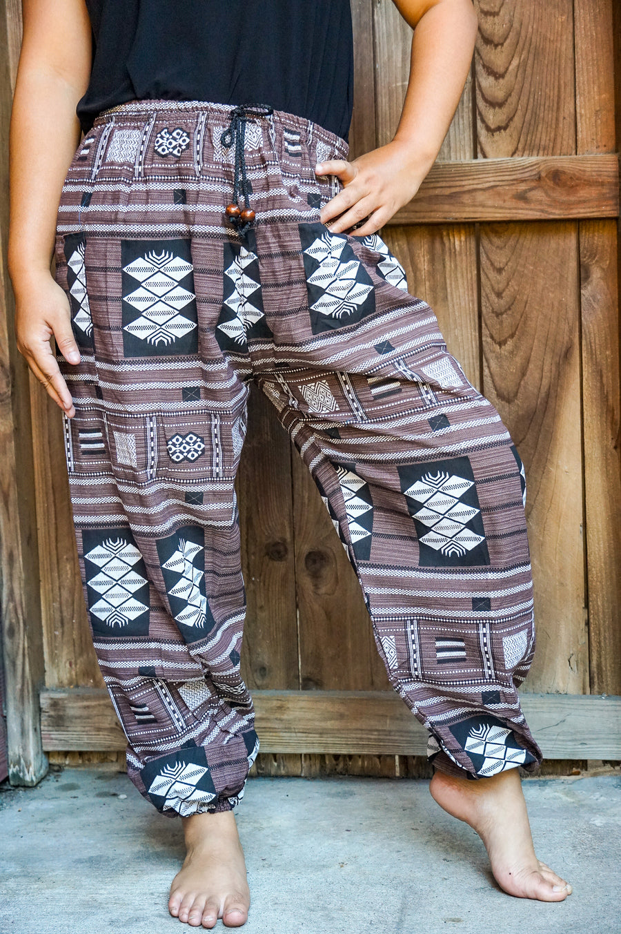 Brown Tribal Cotton Pants