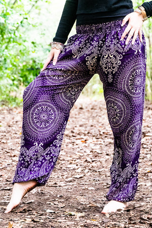 Purple Blossom Mandala Harem Pants
