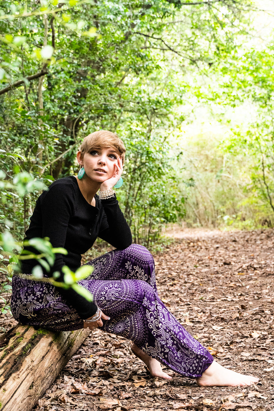 Purple Blossom Mandala Harem Pants