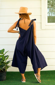 Navy Blue Organic Cotton Jumpsuits with Pockets