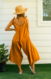 Mustard Yellow Organic Cotton Jumpsuits with Pockets