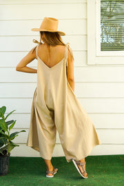 Cream Organic Cotton Jumpsuits with Pockets