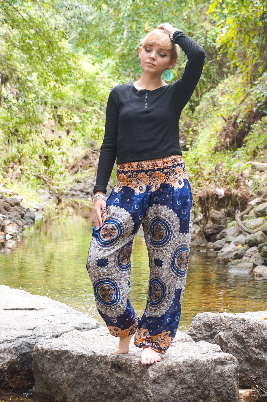 Dark Blue Royal Peacock Harem Pants