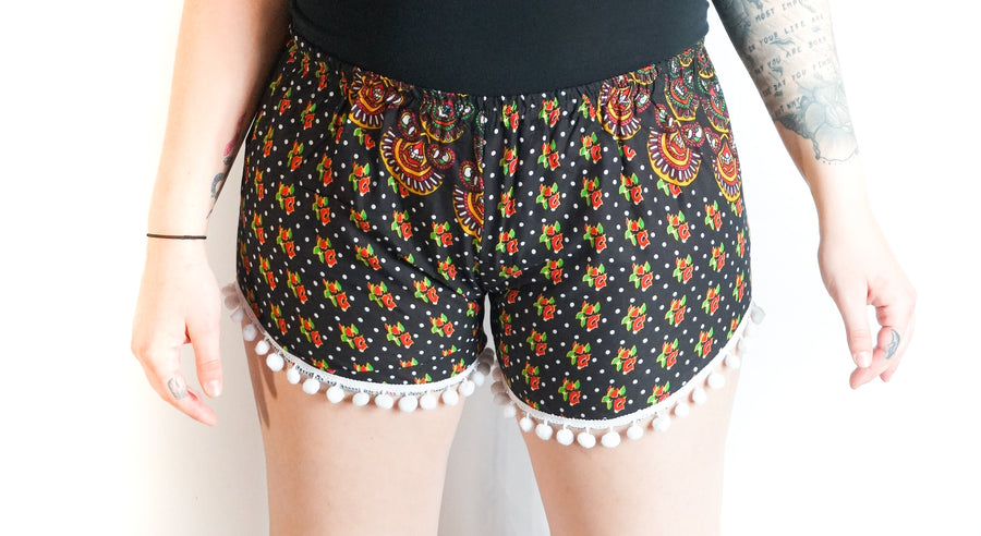 Black Mandala Shorts