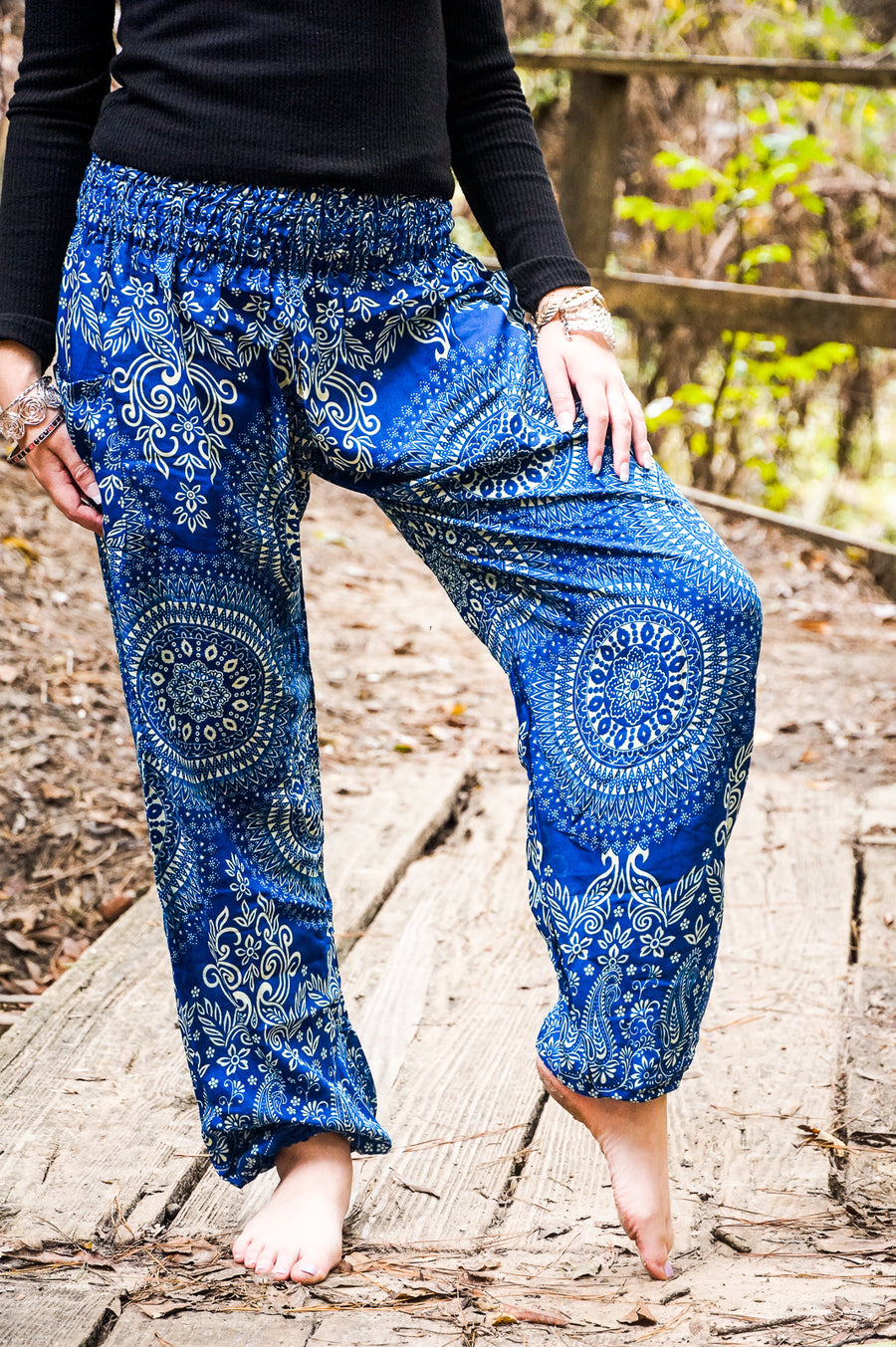 Pacific Blue Blossom Harem Pants