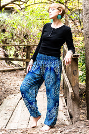 Pacific Blue Blossom Harem Pants