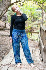 Sky Blue Blossom Mandala Harem Pants