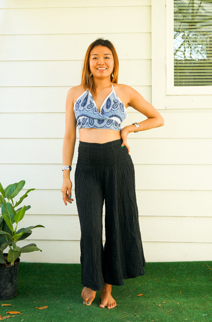 Blue Paisley Wrap Top