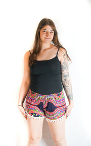 Black Pink Tribal Shorts