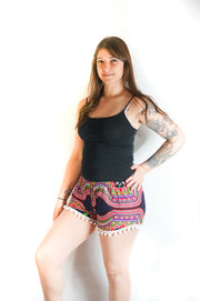 Black Pink Tribal Shorts