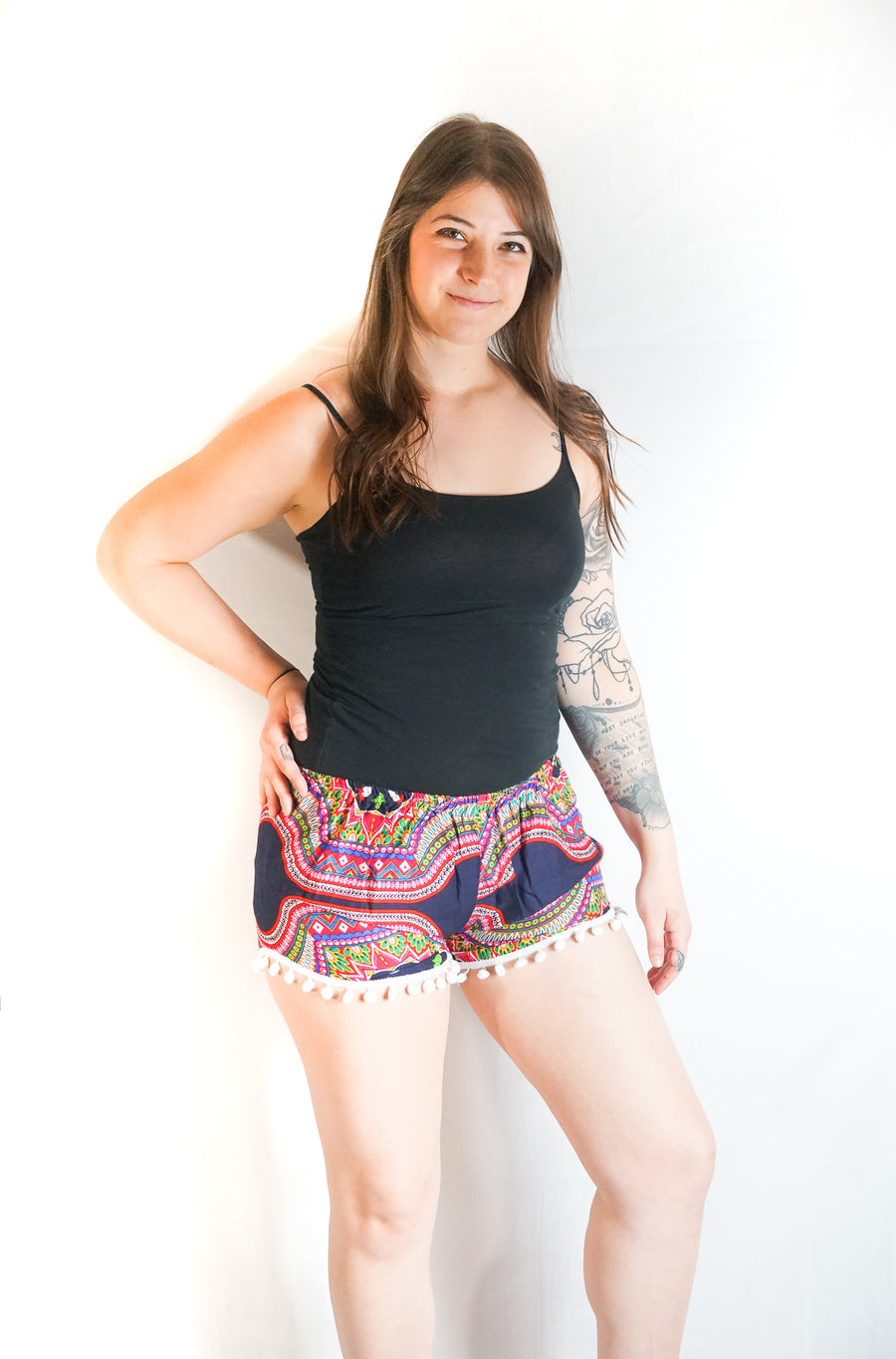 Black Pink Tribal Shorts