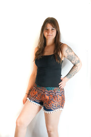 Orange and Turquoise Mandala Shorts