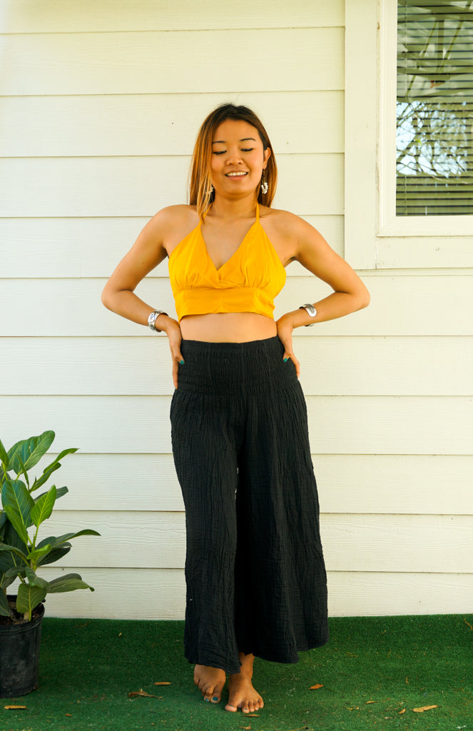 Mustard Yellow Wrap Top