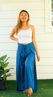 Sky Blue Palazzo Wrap Pants