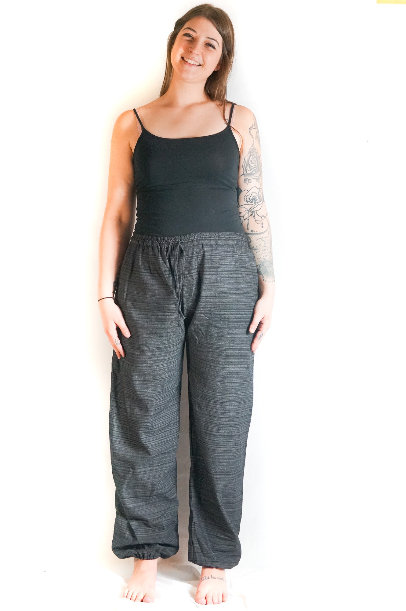 Solid Black Cotton Pants