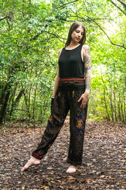 Black Peacock Eye Plus Size Harem Pants