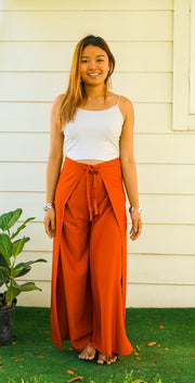 Rust Orange Palazzo Wrap Pants