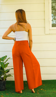 Rust Orange Palazzo Wrap Pants