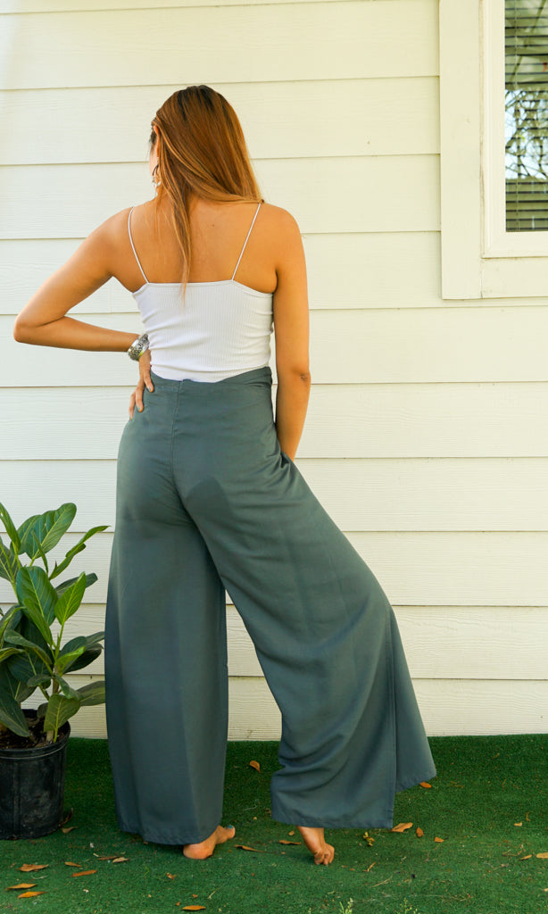Artisan Made Rayon Wrap Pants - Summer Chill in Grey