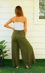 Olive Green Palazzo Wrap Pants