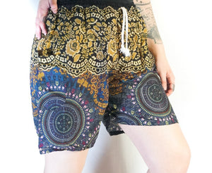 Brown Floral Mandala Shorts
