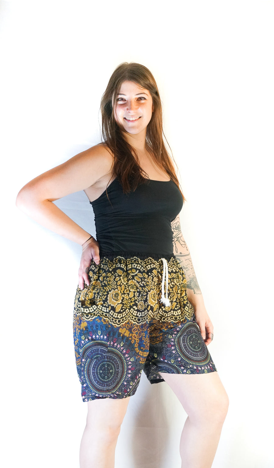 Brown Floral Mandala Shorts