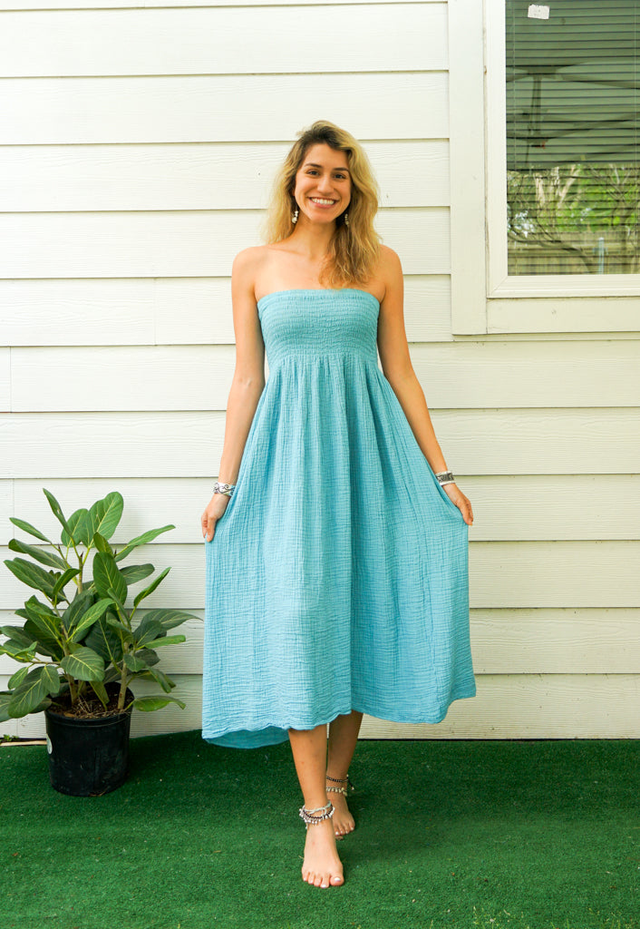 Sky Blue Double Gauze Cotton Dress