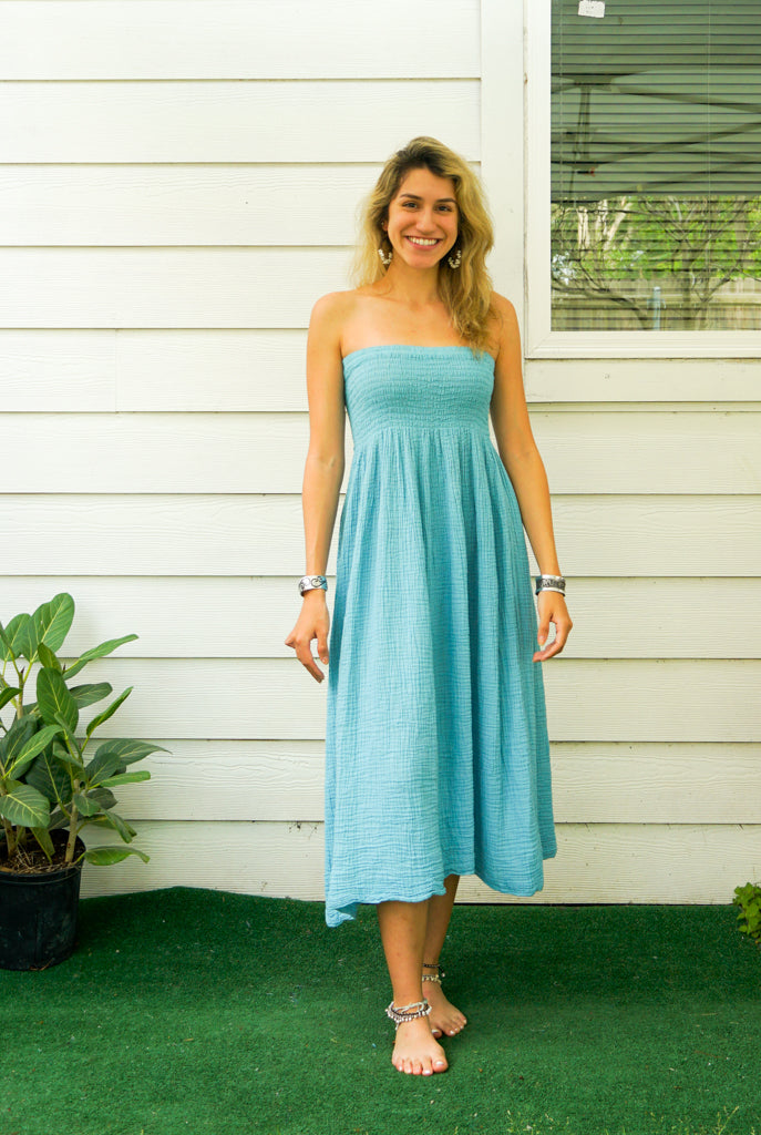 Sky Blue Double Gauze Cotton Dress