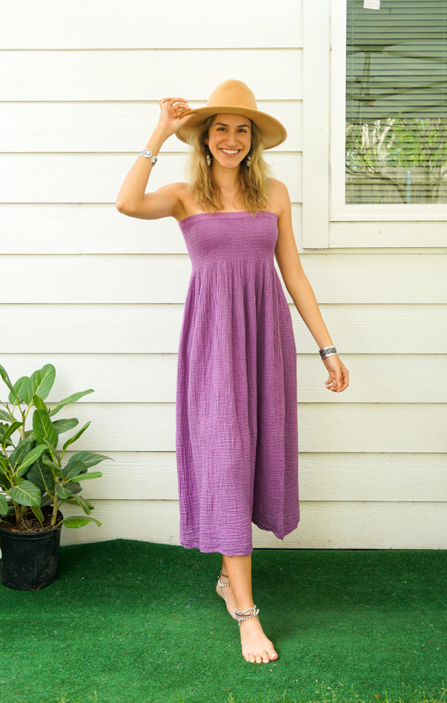 Purple Double Gauze Cotton Dress