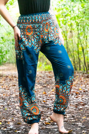 Turquoise Floral Manda Plus Size Harem Pants