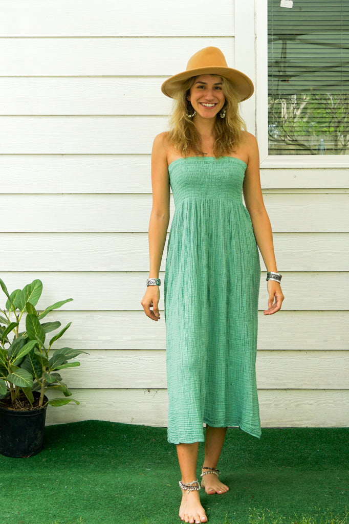 Mint Double Gauze Cotton Dress