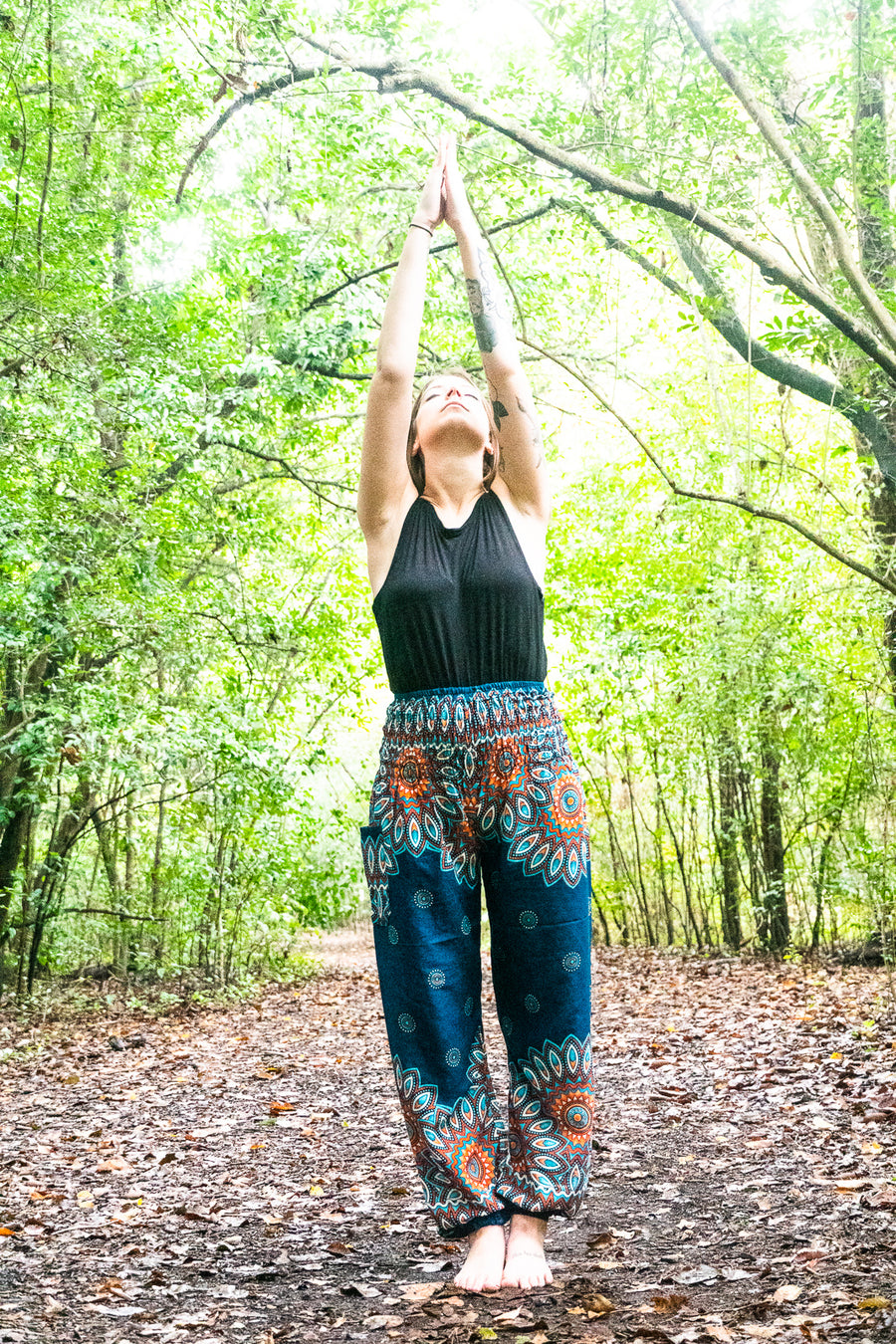 Turquoise Floral Manda Plus Size Harem Pants