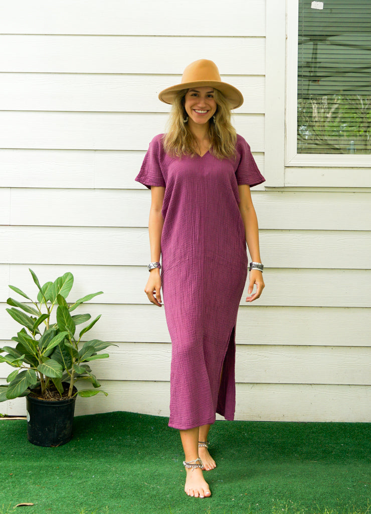 Purple Double Gauze Cotton Dress