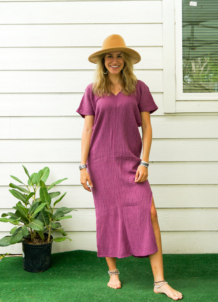 Purple Double Gauze Cotton Dress