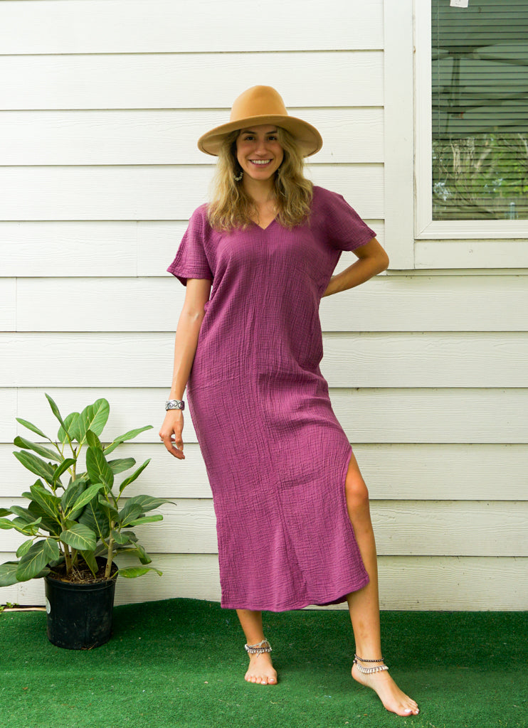 Purple Double Gauze Cotton Dress