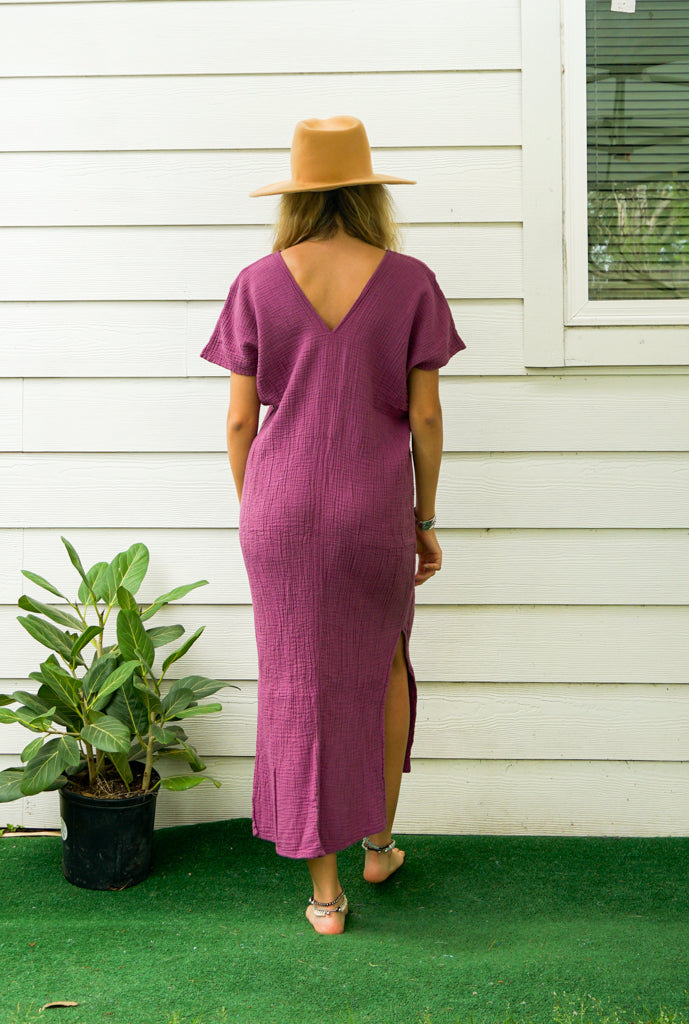 Purple Double Gauze Cotton Dress