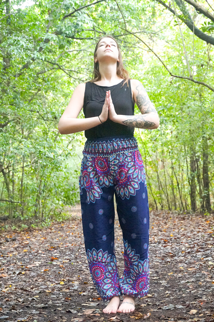 Blue Floral Mandala Harem Pants