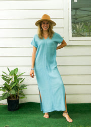 Sky Blue Double Gauze Cotton Dress