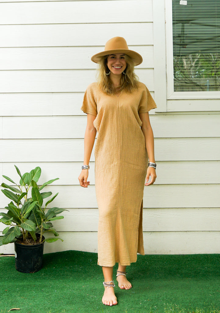 Cream Double Gauze Cotton Dress