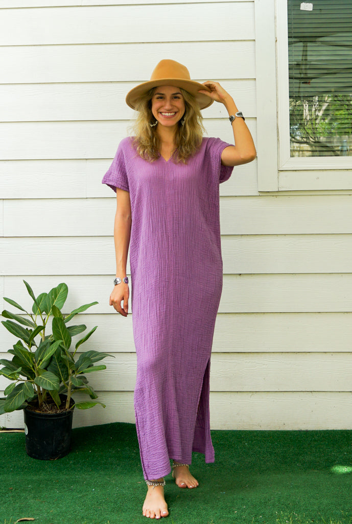 Purple Double Gauze Cotton Dress