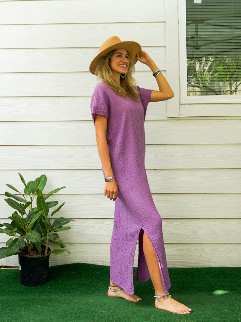 Purple Double Gauze Cotton Dress