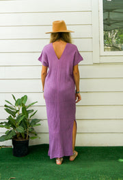 Purple Double Gauze Cotton Dress