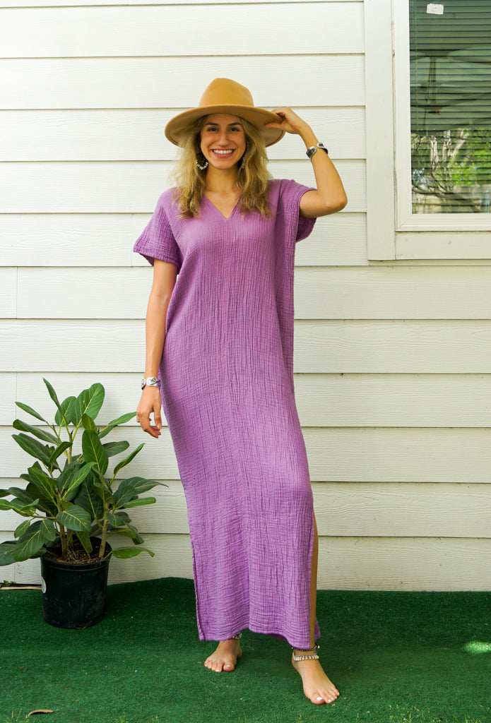 Purple Double Gauze Cotton Dress